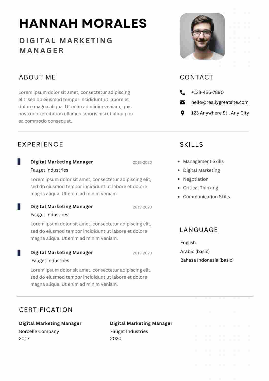 Digital Marketing Manager CV