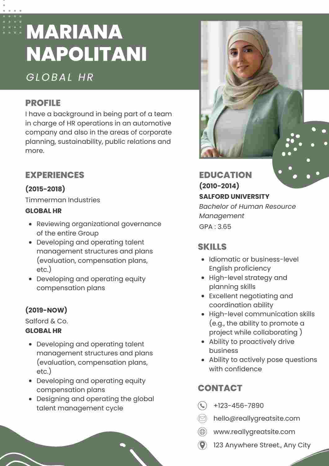 HR Manager CV