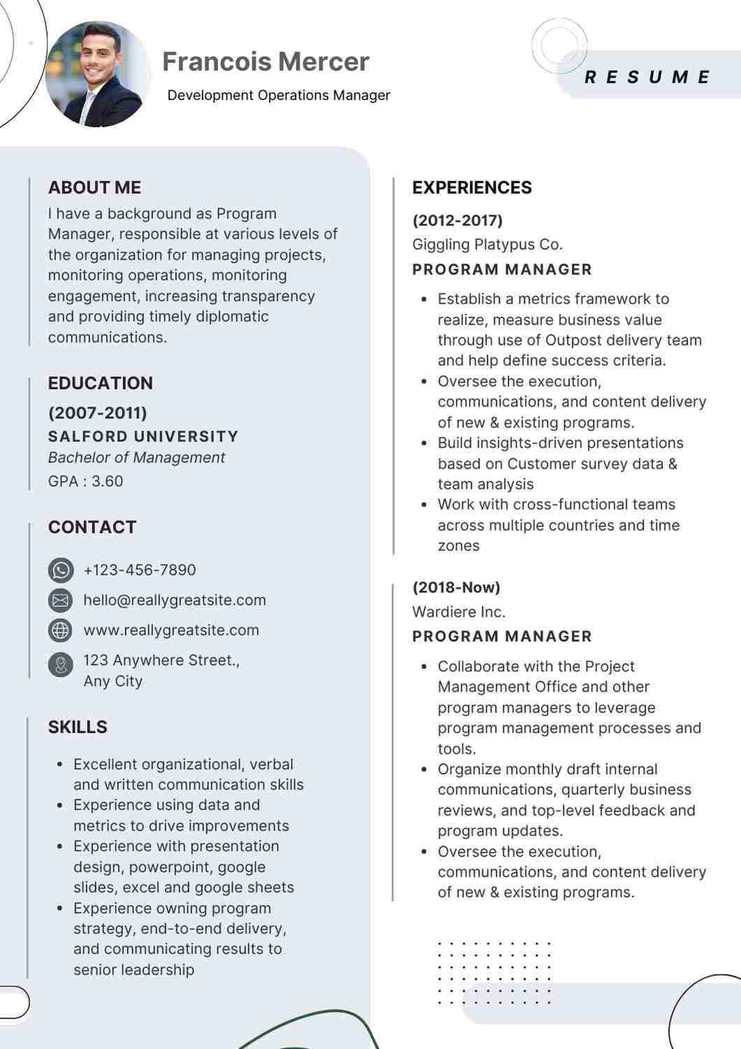 Development Operations Manager Resumes