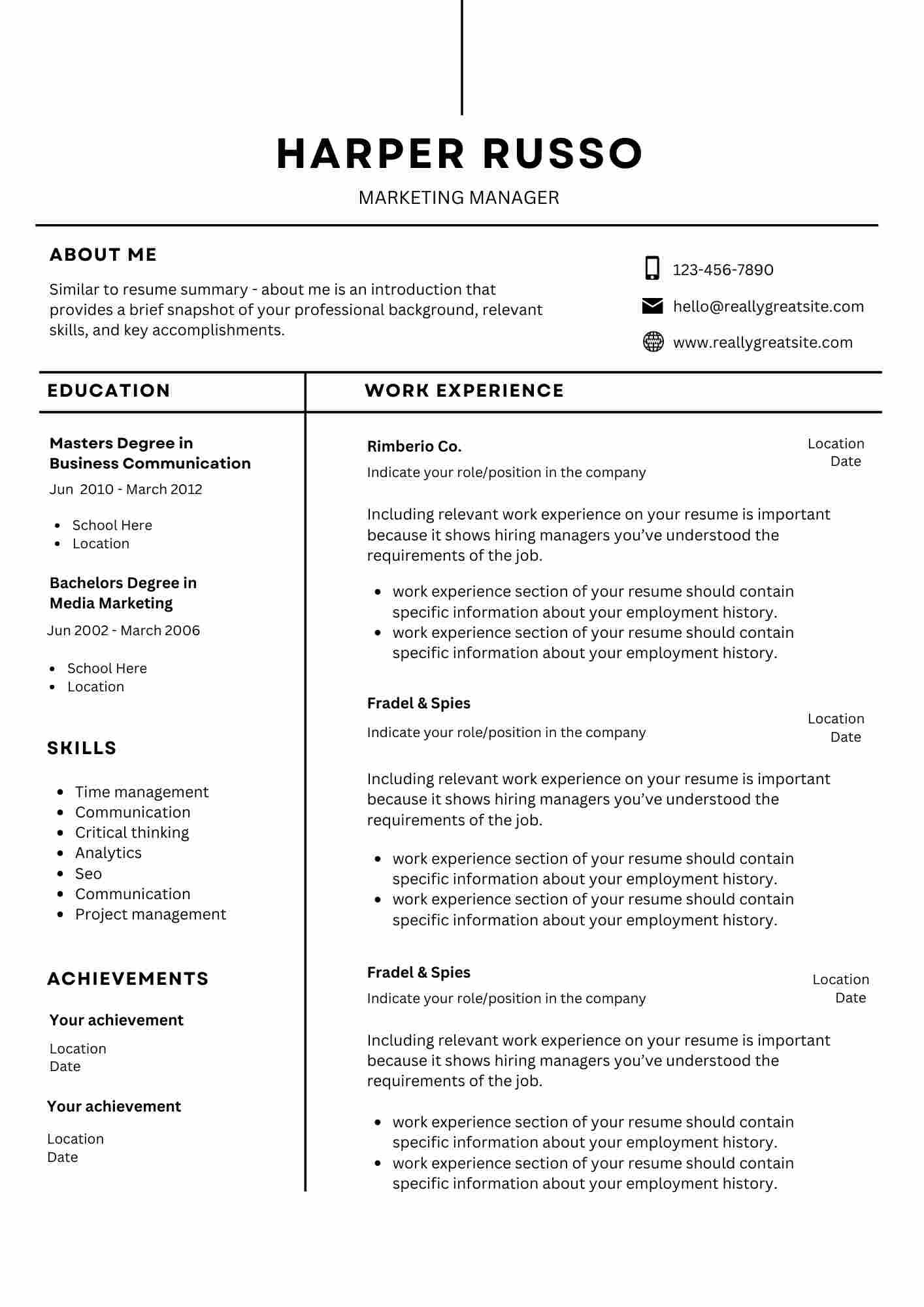 Digital Marketing Manager Resumes